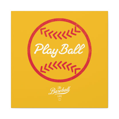Play Ball Graphic Baseball Wall Art Canvas_Yellow Gold