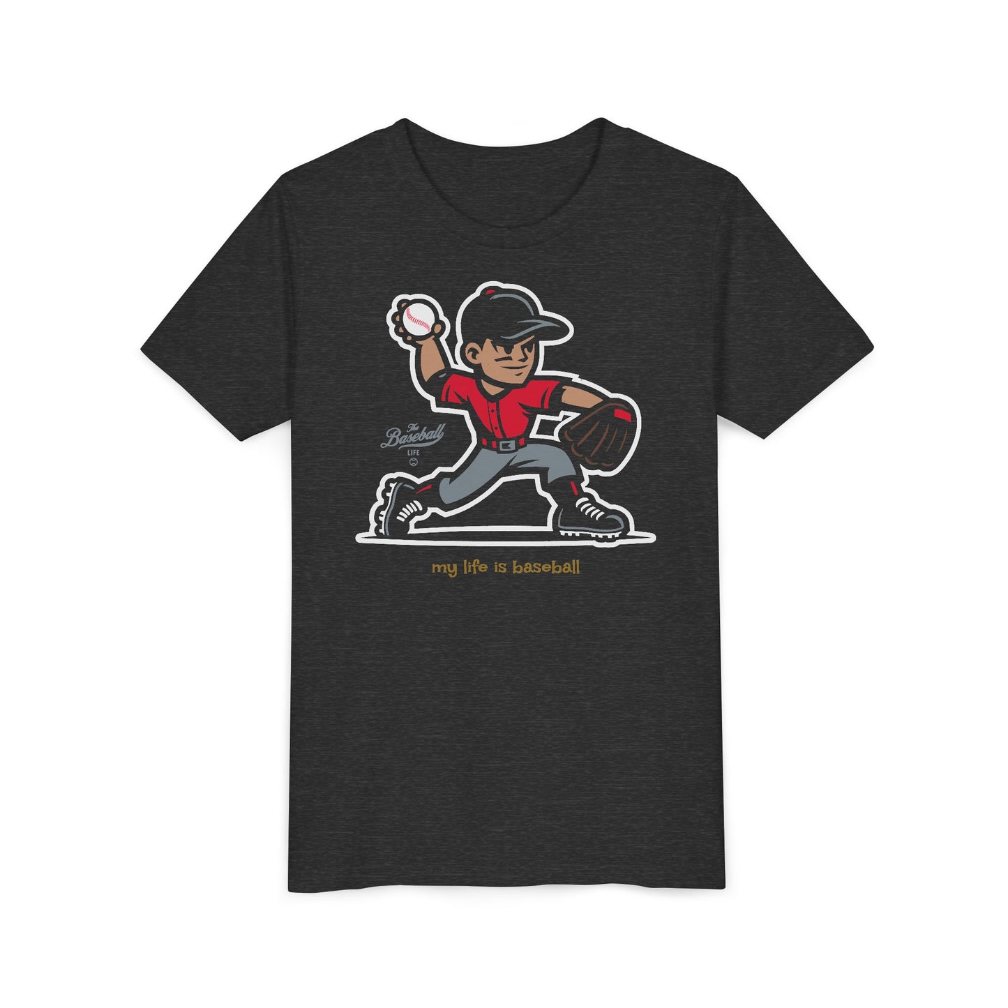 Youth Baseball T-Shirt_My Life is Baseball (Red)