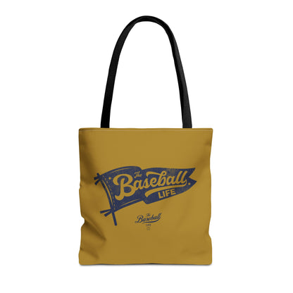 Vintage Pennant Tote Bag_Navy Print on Old Gold