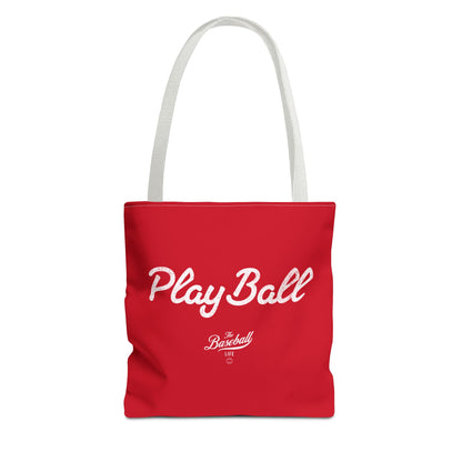 Play Ball Tote Bag_Red with White Print