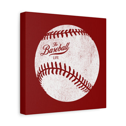 Weathered Baseball Wall Art Canvas_Cardinal Red