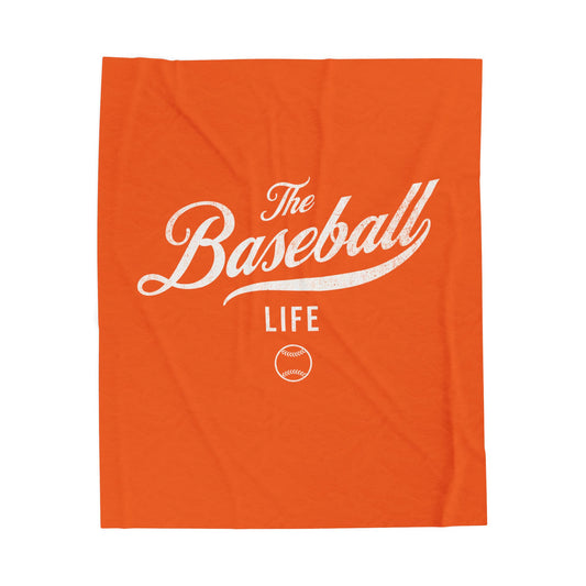 Velveteen Plush Blanket_Orange with White Print
