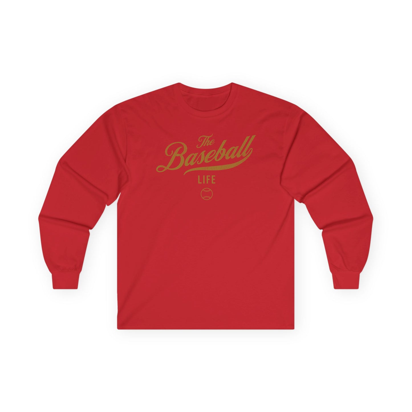 The Baseball Life Long Sleeve T-Shirt_Old Gold Print