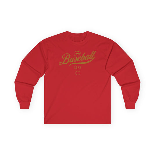 The Baseball Life Long Sleeve T-Shirt_Old Gold Print