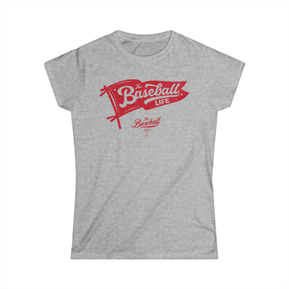 Vintage Baseball Pennant Women's T-Shirt - Red Print