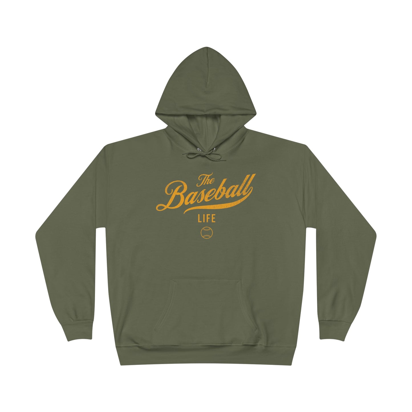 The Baseball Life Hoodie w/Grommets_Yellow Gold Print