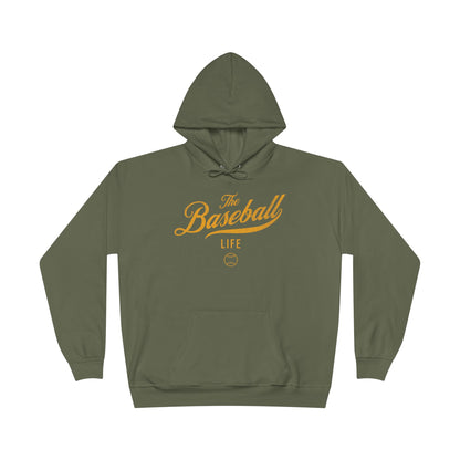 The Baseball Life Hoodie w/Grommets_Yellow Gold Print