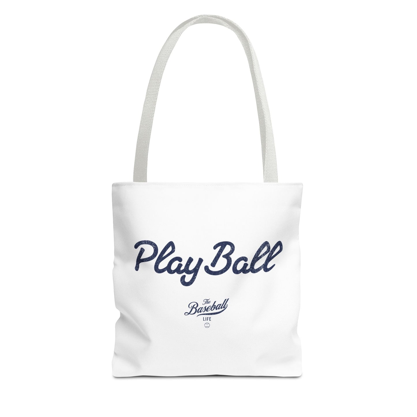Play Ball Tote Bag_White with Navy Print