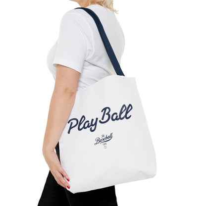 Play Ball Tote Bag_White with Navy Print