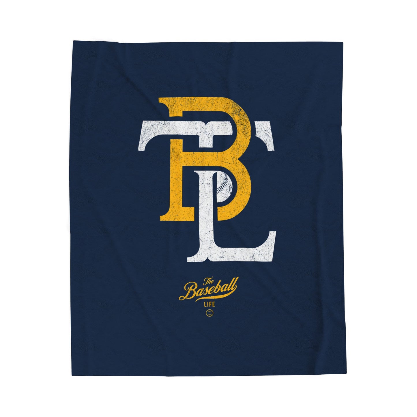 Velveteen Plush Blanket_The Baseball Life Retro Insignia_Navy