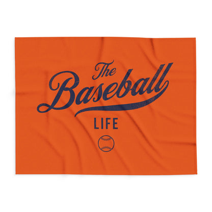 Fleece Blanket_Orange w Navy Print