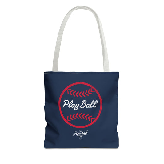 Baseball Icon Play Ball Tote Bag_Navy