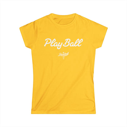 Play Ball Women's Baseball T-Shirt - White Print