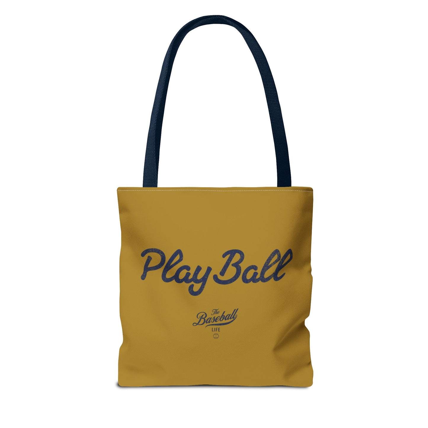 Play Ball Tote Bag_Old Gold with Navy Print