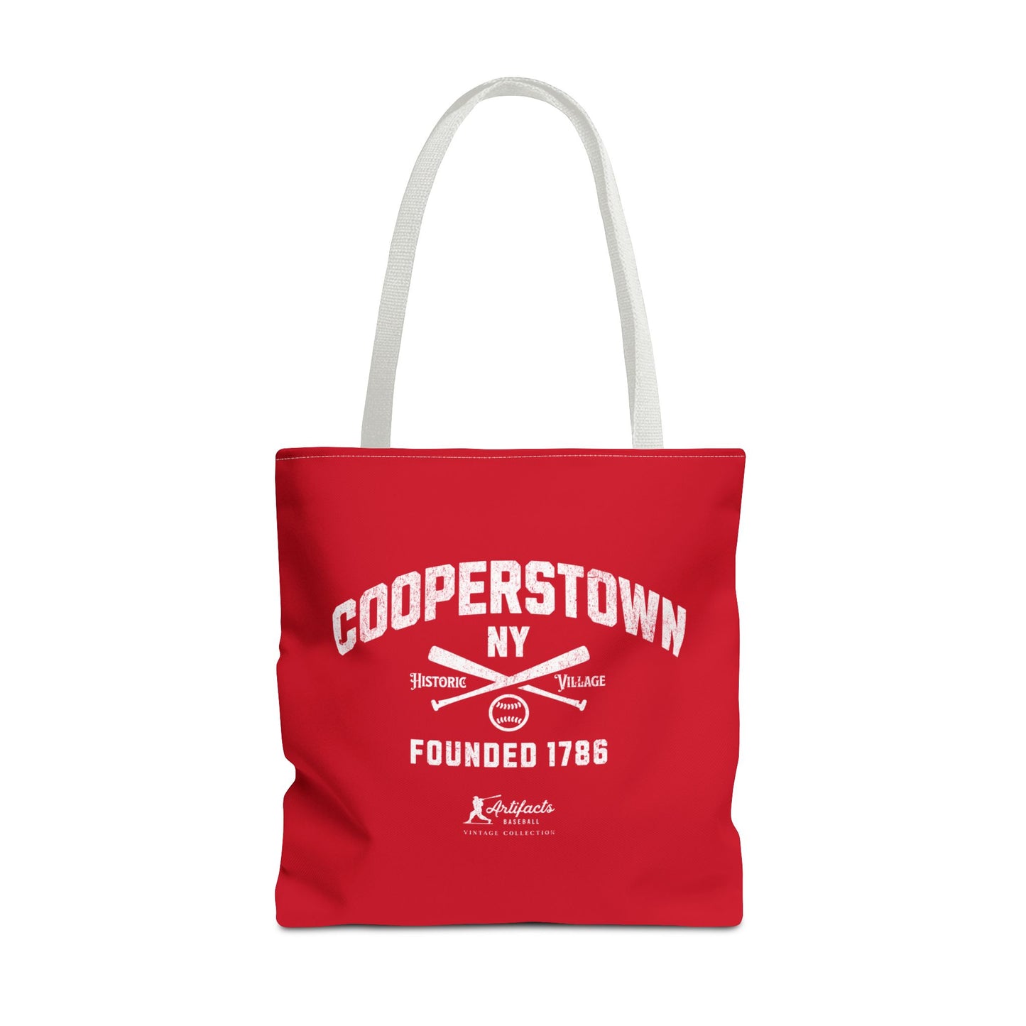 Cooperstown, NY Tote Bag_Red w White Print