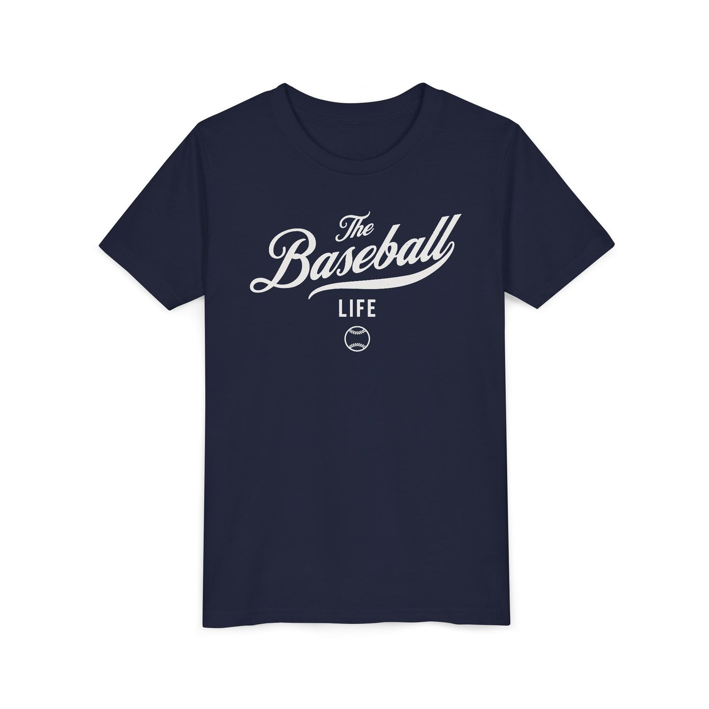 Youth The Baseball Life Classic Script T-Shirt_White Print