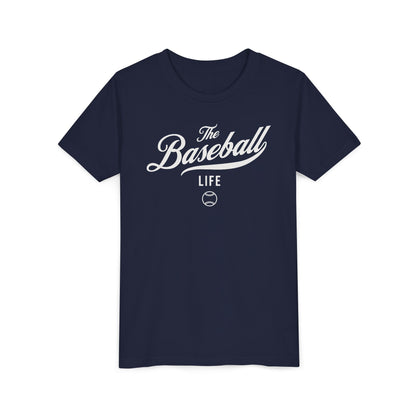 Youth The Baseball Life Classic Script T-Shirt_White Print