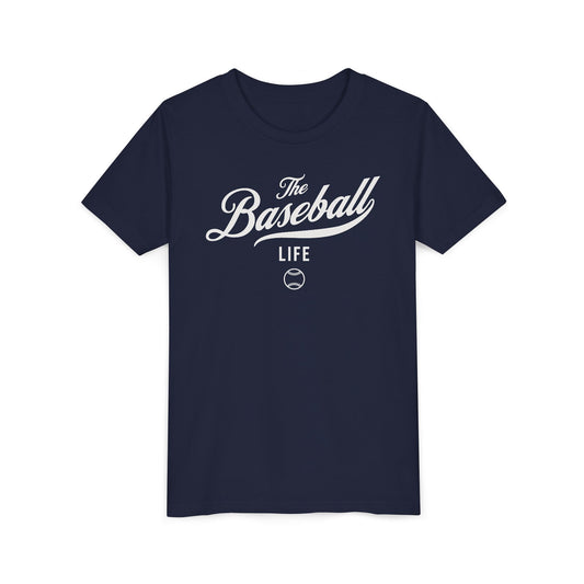 Youth The Baseball Life Classic Script T-Shirt_White Print
