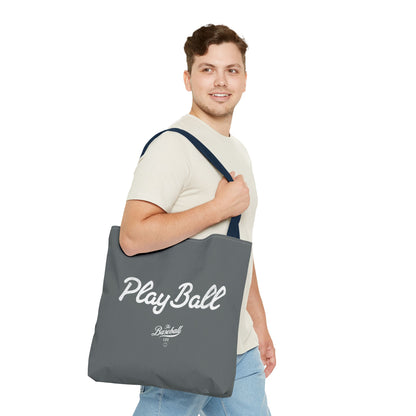 Play Ball Tote Bag_Dark Gray with White Print
