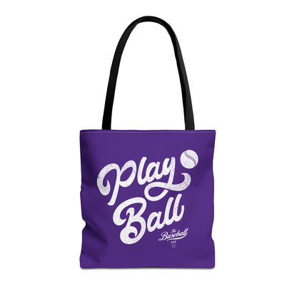Play Ball Script Tote Bag_Purple