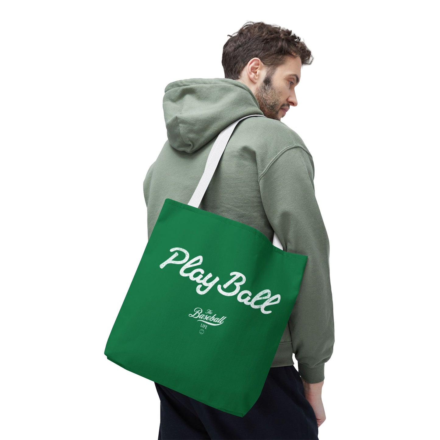Play Ball Tote Bag_Green with White Print