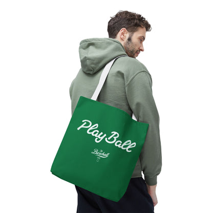 Play Ball Tote Bag_Green with White Print