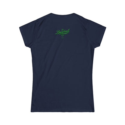 The Baseball Life Classic Script Tee_Women's_Green Print