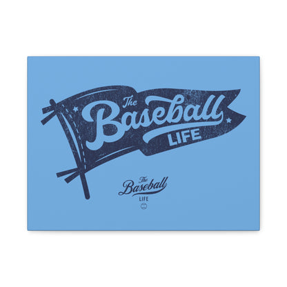 Classic Pennant Wall Art Canvas_Navy Print on Carolina Blue