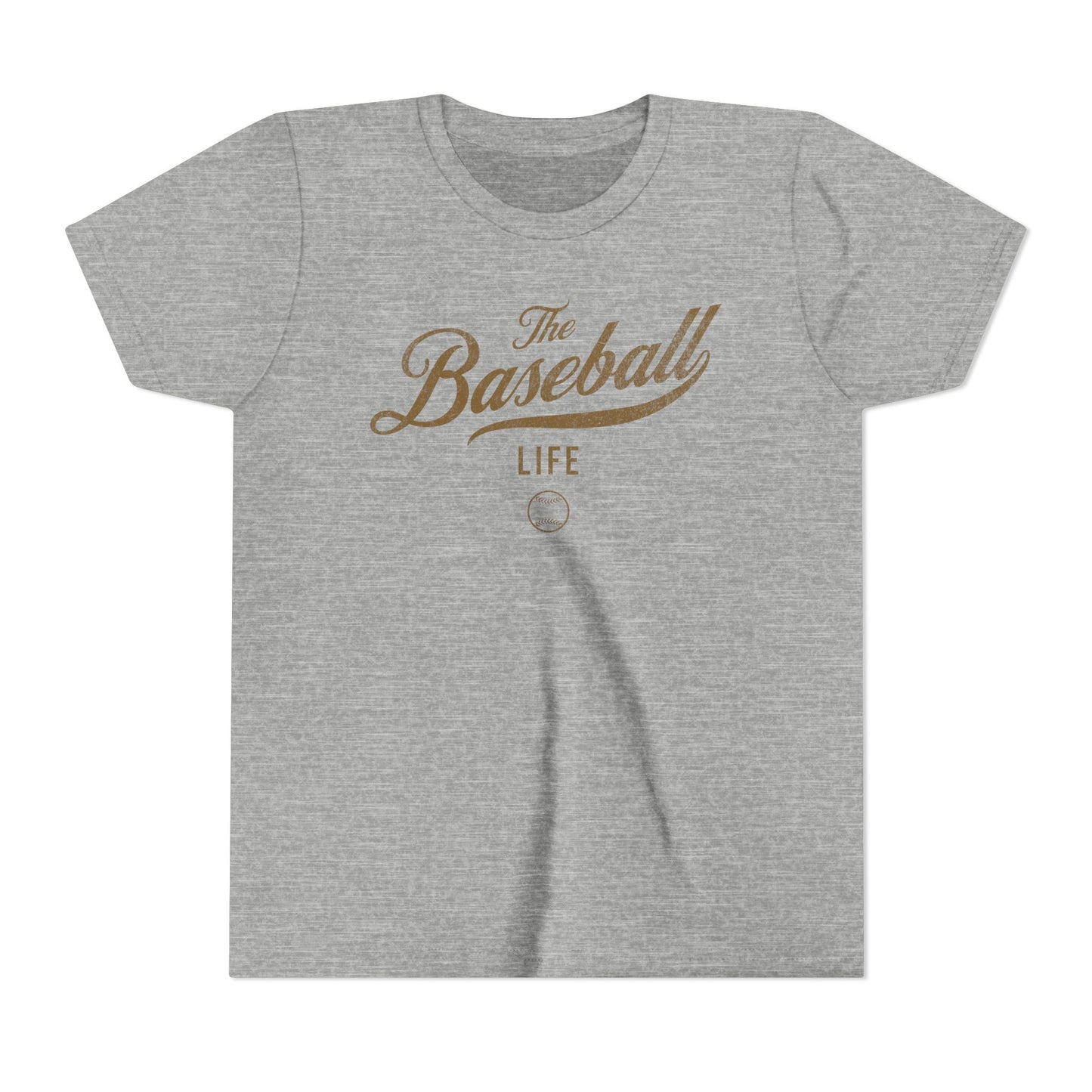 Youth The Baseball Life Classic Script T-Shirt_Old Gold Print