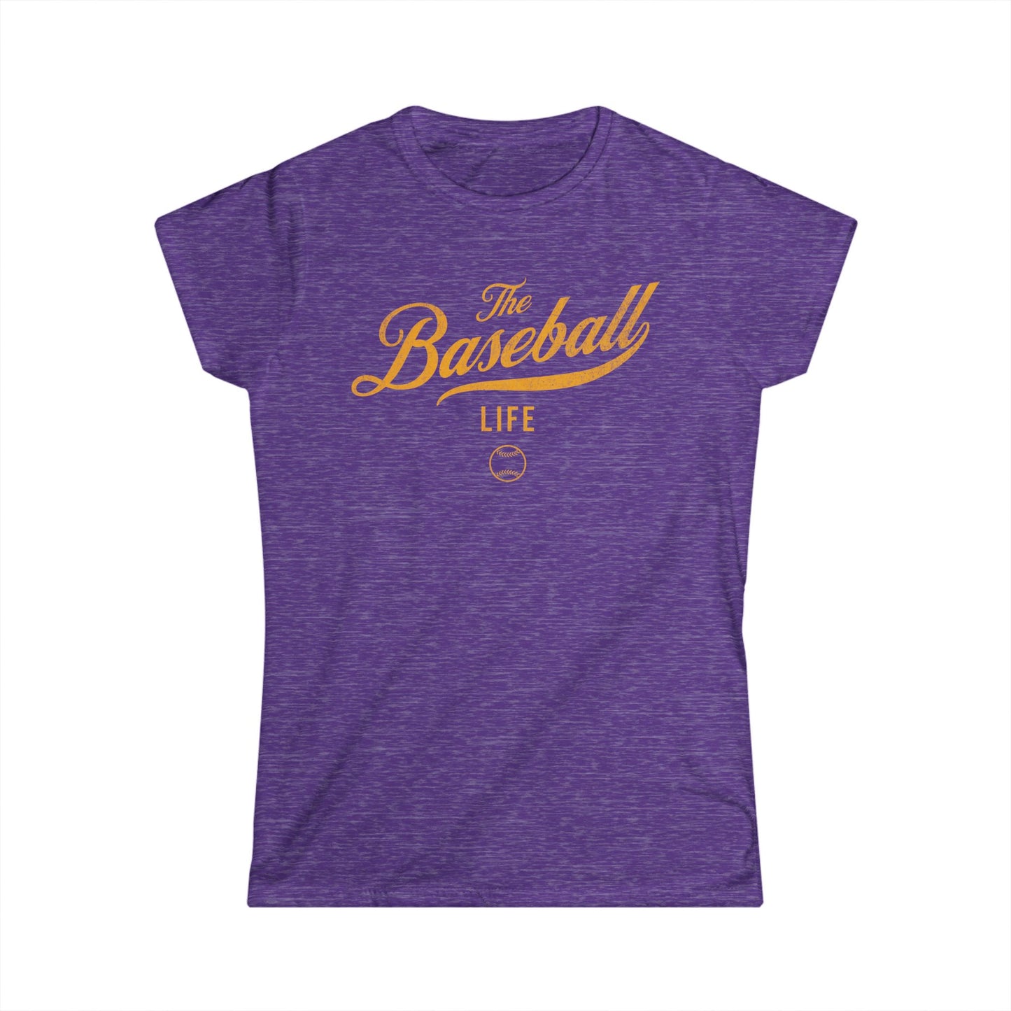 The Baseball Life Classic Script Tee_Women's_Yellow Gold Print
