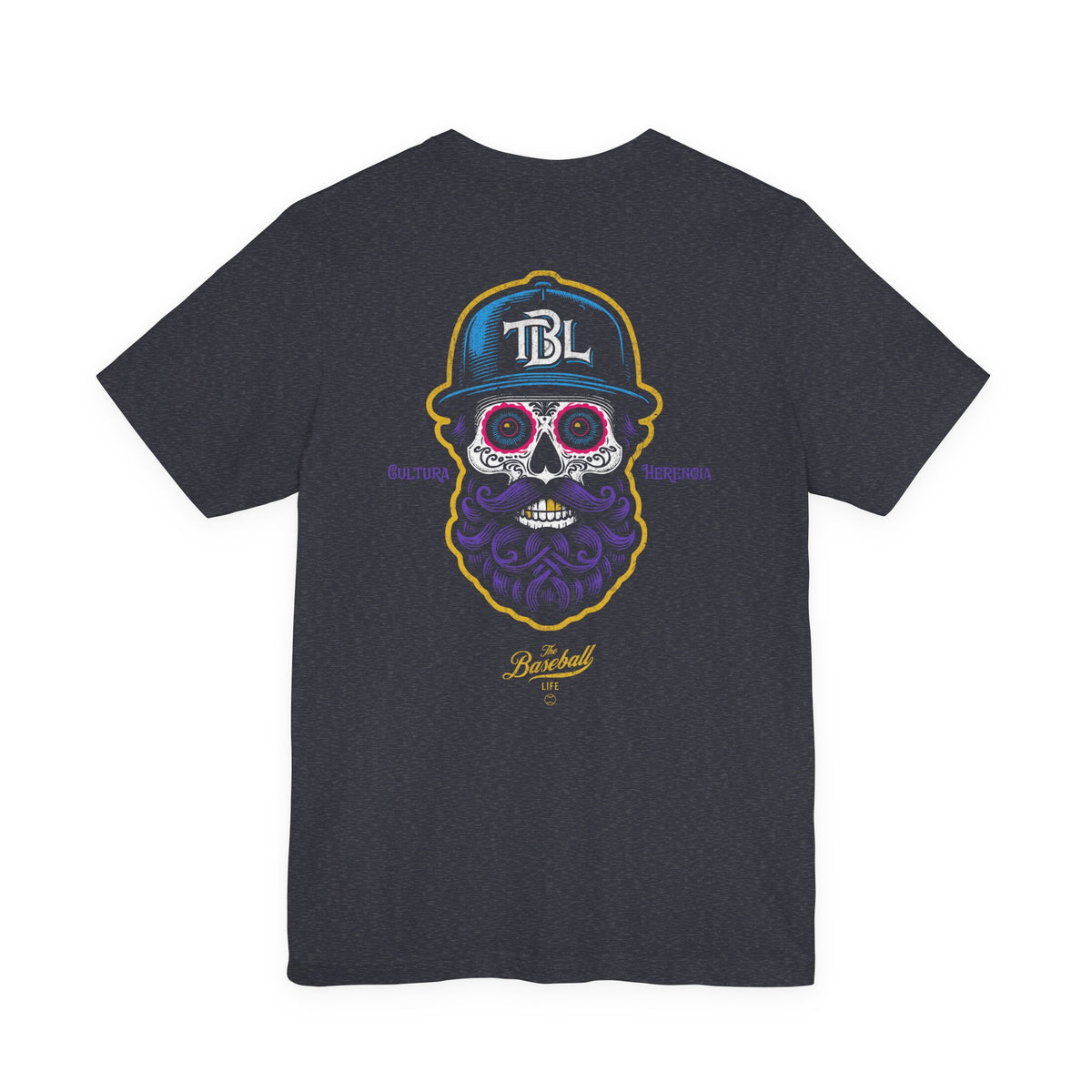 Sugar Skull with Beard Baseball T-Shirt