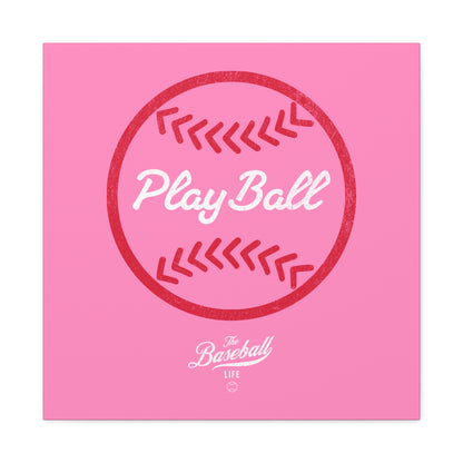 Play Ball Graphic Baseball Wall Art Canvas_Bubble Gum Pink