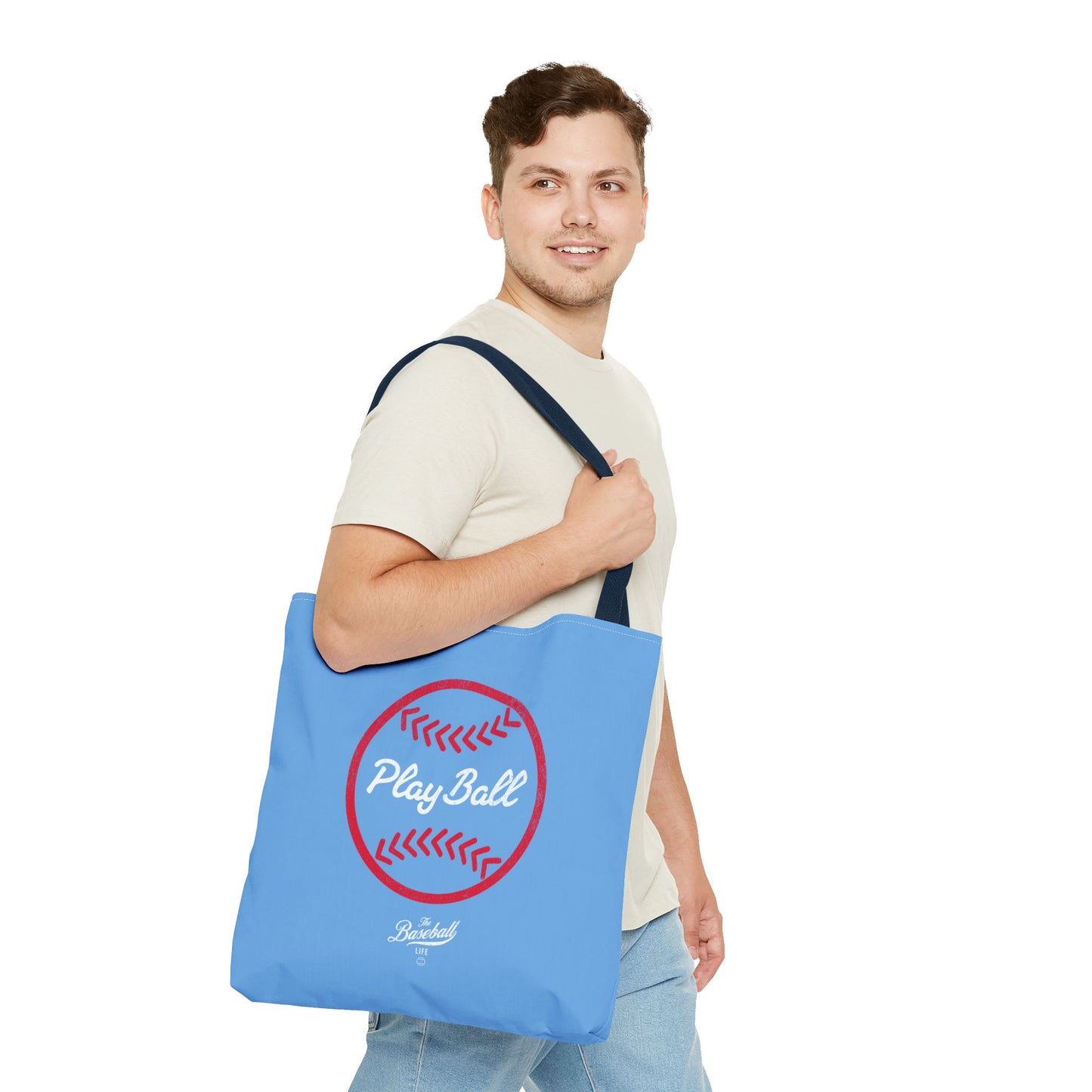 Baseball Icon Play Ball Tote Bag_Carolina Blue