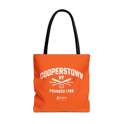 Cooperstown, NY Tote Bag_Orange w White Print