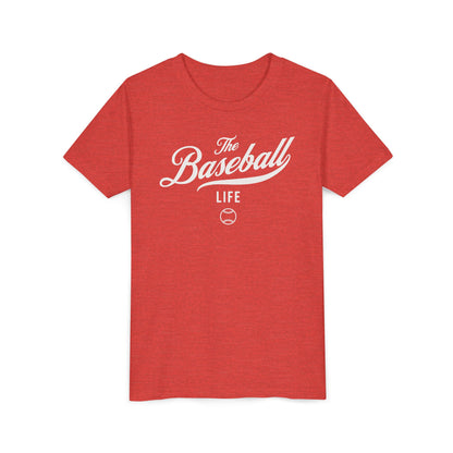 Youth The Baseball Life Classic Script T-Shirt_White Print