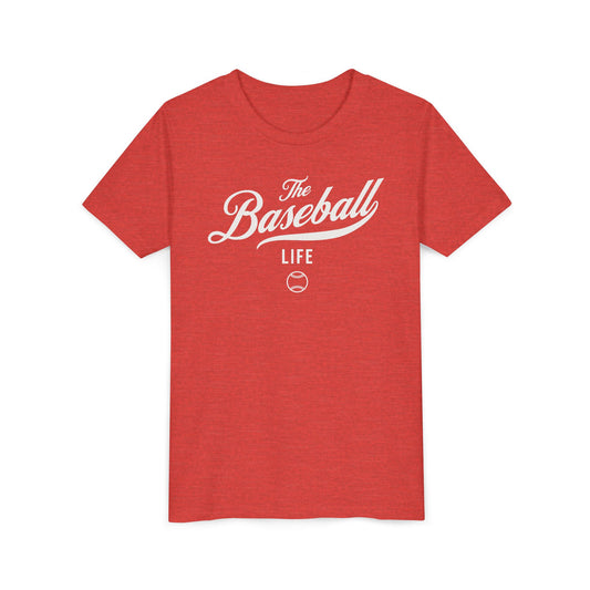 Youth The Baseball Life Classic Script T-Shirt_White Print