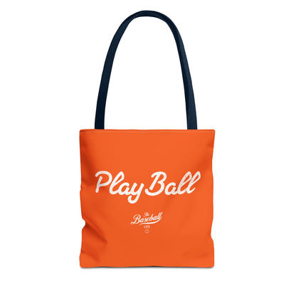 Play Ball Tote Bag_Orange with White Print