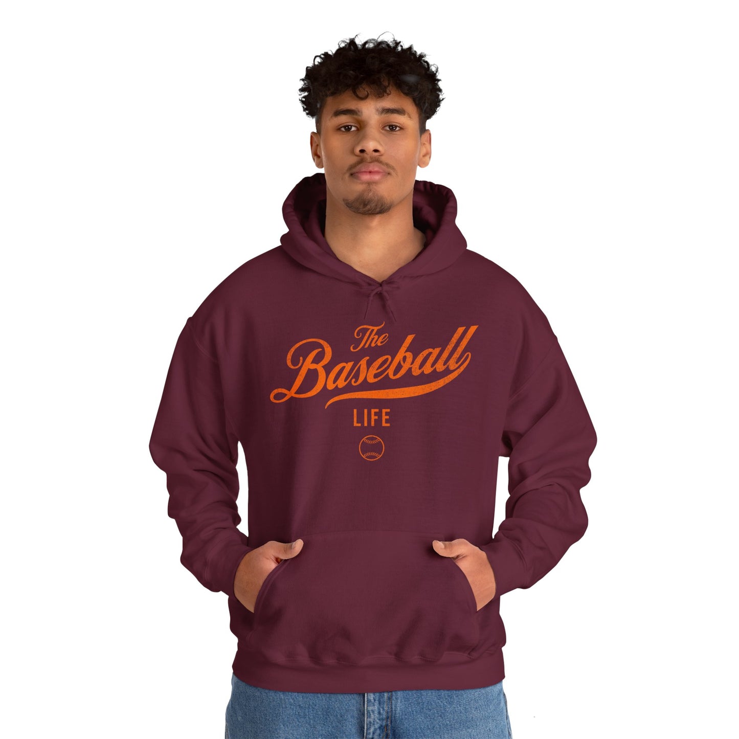 The Baseball Life Hoodie_Orange Print