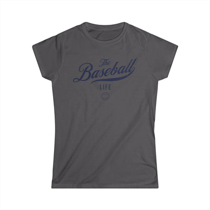 The Baseball Life Classic Script Tee_Women's_Navy Print