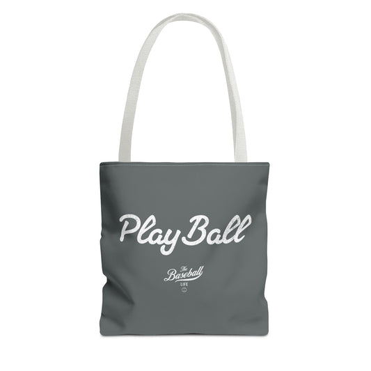 Play Ball Tote Bag_Dark Gray with White Print