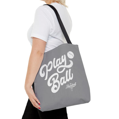 Play Ball Script Tote Bag_Medium Gray