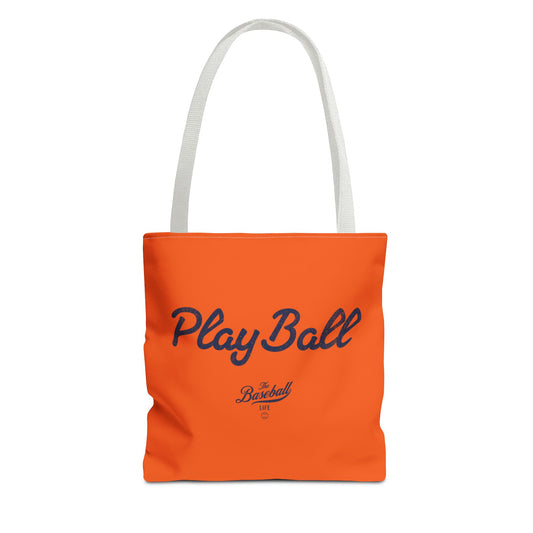 Play Ball Tote Bag_Orange with Navy Print
