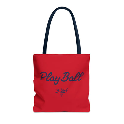 Play Ball Tote Bag_Red with Navy Print