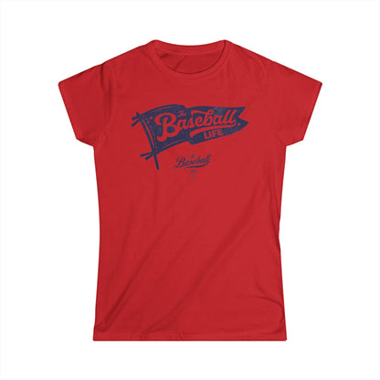 Vintage Baseball Pennant Women's T-Shirt - Navy Print