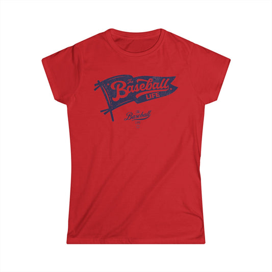 Vintage Baseball Pennant Women's T-Shirt - Navy Print
