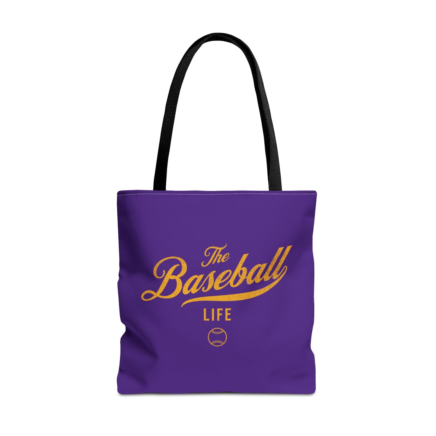 The Baseball Life Tote Bag_Purple w Yellow Gold Print