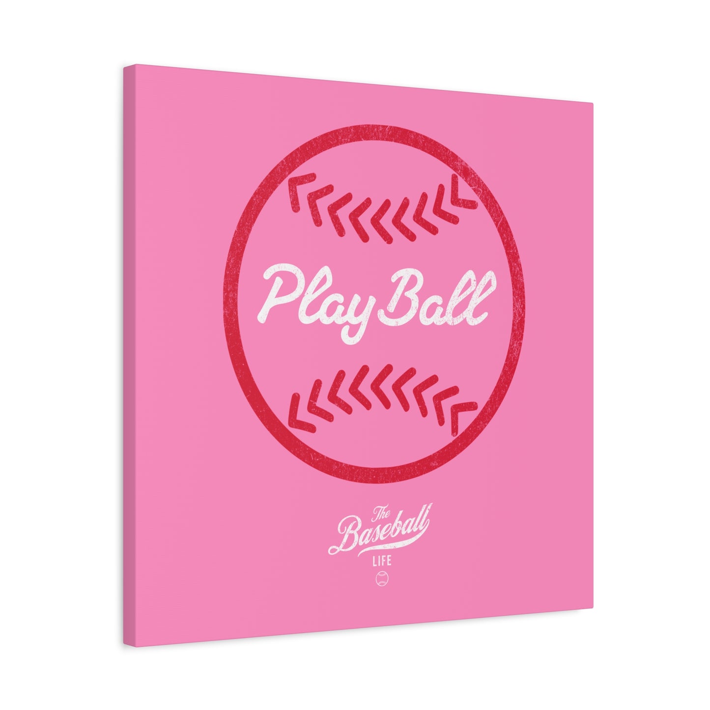 Play Ball Graphic Baseball Wall Art Canvas_Bubble Gum Pink