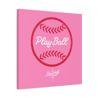 Play Ball Graphic Baseball Wall Art Canvas_Bubble Gum Pink