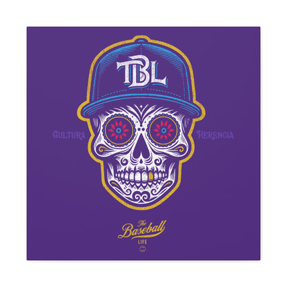 Beisbol Sugar Skull Series_Player 1  Wall Art Canvas_Purple