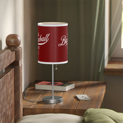 Table Lamp_Maroon w White Print